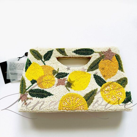 AMERICA & BEYOND Make Lemonade Beaded Shoulder / Clutch Bag NWT - Picture 6 of 12